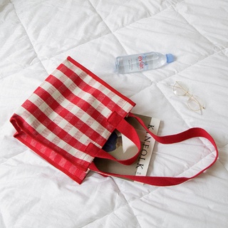 ❤️💙Plaid shoulder bags💙❤️: กระเป๋าสะพายผ้าแคนวาส กระเป๋าถือ ลายตาราง เคลือบกันน้ำ