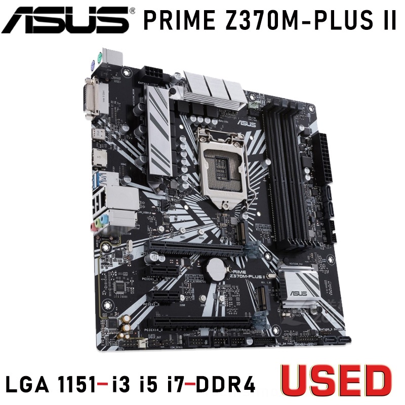 PRIME Z370M-PLUS II เมนบอร์ด LGA 1151 Intel Z370 Core i7/i5/i3 PCI-E 3.0 M.2 ใช้