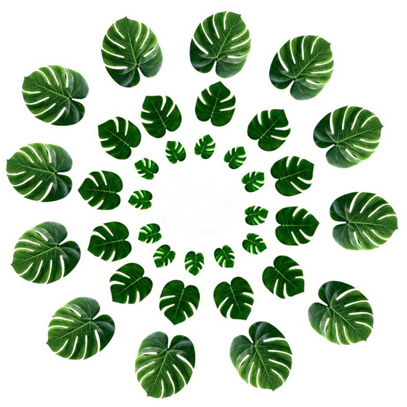 1pcs Artificial Monstera Plastic Plants Palm Tree Leaves beach Jungle party decor Green Leaf balloon accessories