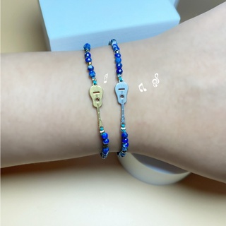 *มีทุกไซส์*กำไลข้อมือหินแท้ลาพิส ลาซูลี (Lapis lazuli)  )*สร้อยข้อมือหินนำโชคสายฝอ