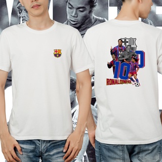 แขนสั้นcrew neckเสื้อยืด พิมพ์ลาย Ronaldo de is Moreira สีขาวกรมท่า สีดํา S-XXXXL