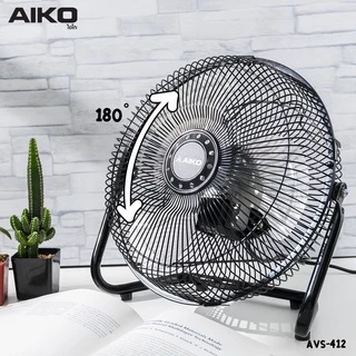 AIKO ไอโกะ พัดลม รุ่น AVF-412 ขนาด 12" ตั้งโต๊ะ สีดำ ใบพัดเหล็ก *รับประกัน 2 ปี*