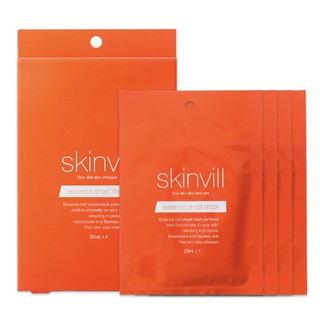 SKINVILL แผ่นมาส์กหน้า สกินวิลล์ เอสเซนส์ ชีท มาส์ก สูตรอนุพันธ์วิตามินซี และเอเอชเอ บรรจุ 4 แผ่น / SKINVILL Essence She