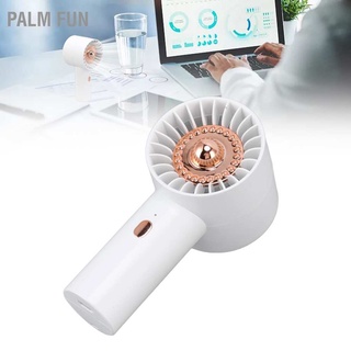 Palm Fun Handheld Mini Fan Three Level Wind Adjustment USB Charging White Portable with Night Light