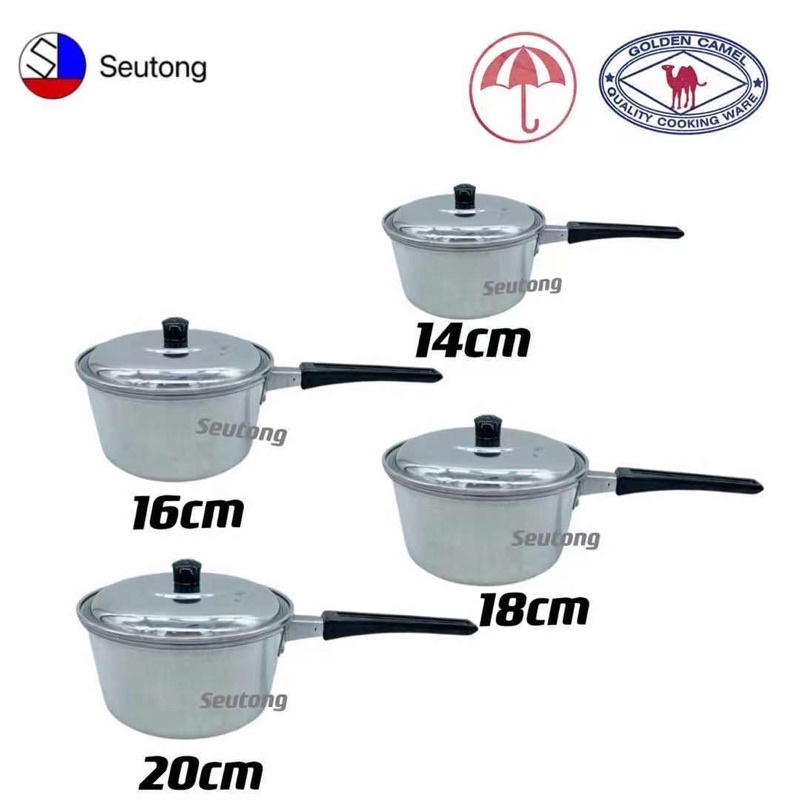 หม้อด้าม+ฝา หม้อโจ๊กอลูมิเนียม ด้ามจับพลาสติก ขนาด 14,16,18,20 ซม. เเข็งเเรงทนทาน