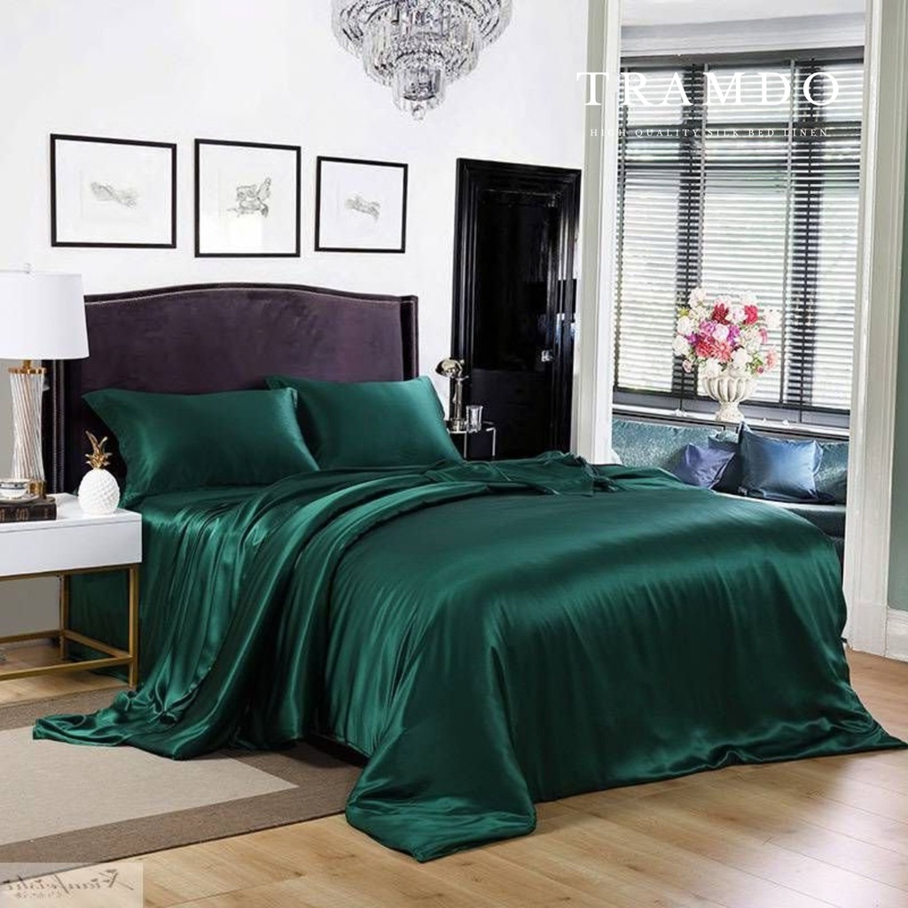 TRADO BEDDING Luxury Silk BEDDING Set สีเขียว