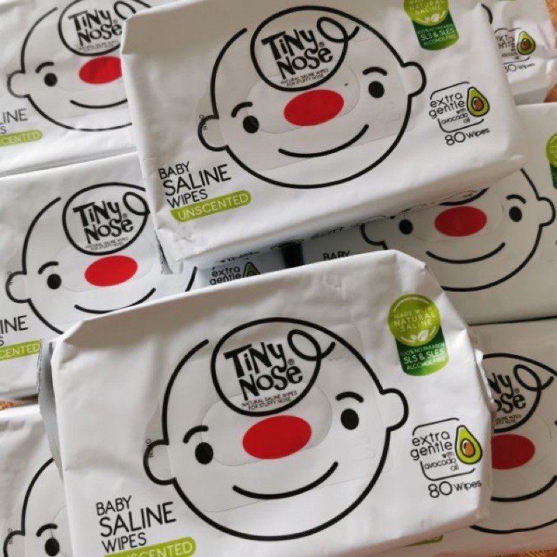 Tiny nose (ไทนี่โนส ทิชชู่เปียกสูตรน้ำเกลือ)  แพ็ค 80 แผ่น ขนาดใหม่