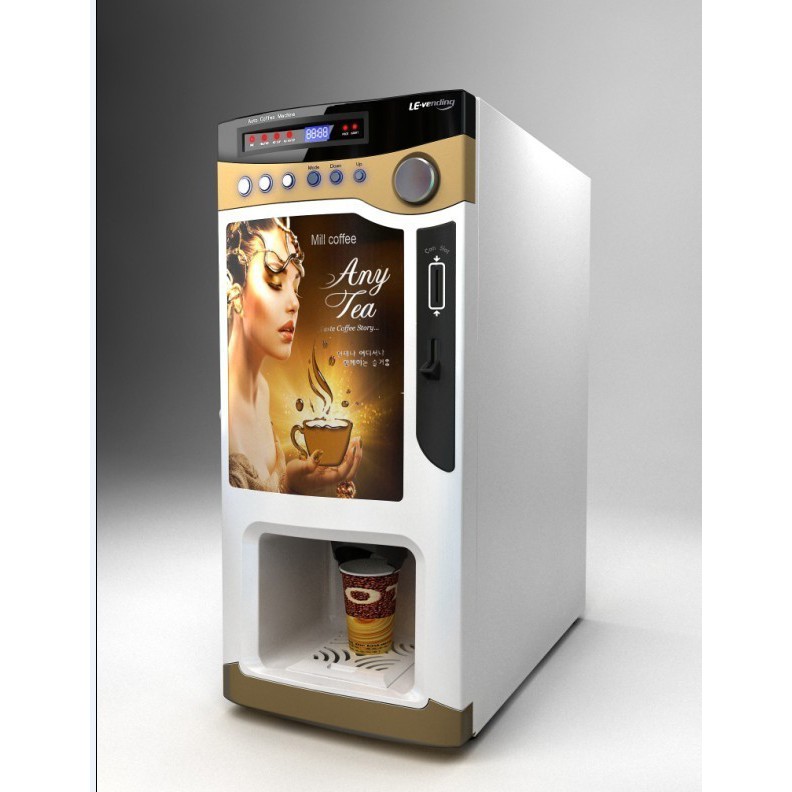 เครื่องจำหน่ายกาแฟหยอดเหรียญ ตู้กาแฟอัตโนมัติ รองรับเหรียญ 1,5,10 เครื่องชงกาแฟอัตโนมัติ ตู้กาแฟ