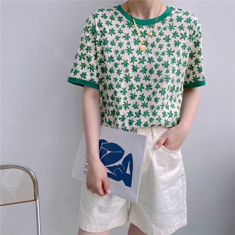 QKshop 🎉เสื้อยืดคอกลมแขนสั้นพิมพ์ลายดอกไม้🔥💞 น่ารักมากๆ  ใส่สบายไม่ร้อน✨ เหมาะกับสาวๆทุกวัย🌈 - รูปที่ 2