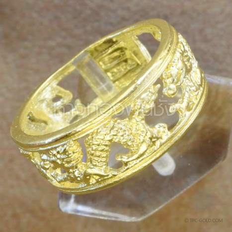 แหวนฉลุลายมังกรทองคำ ทอง 96.5% หนัก 1 สลึง มีใบรับประกันสินค้า ผ่อนชำระได้