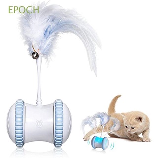 Epoch ของเล่นแมว ชาร์จ USB พร้อมไฟ LED ขนนก 360° รถล่าสัตว์ แมว แบบหมุนได้ สไตล์สปอร์ต