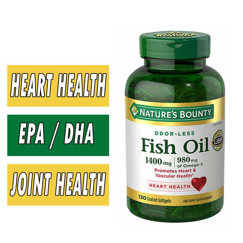 Nature's Bounty Fish Oil 1400 mg., 130 Coated Softgels น้ำมันปลา หรือกรดโอเมก้า 3
