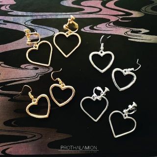 Korea Minimal Cute Silver Gold Heart Clip Earrings : ต่างหู ตุ้มหู หนีบ หัวใจ สีเงิน ทอง ขนาดเล็ก มินิมอล น่ารัก