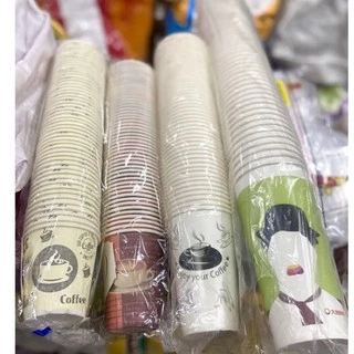 แก้วกระดาษเคลือบฟิล์ม ไม่บาง(6.5-22oz)ขาว,ลาย(50ใบ/แถว)