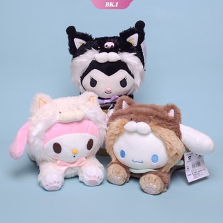 ตุ๊กตาตุ๊กตาการ์ตูน Sanrio แปลงร่างเป็น Shiba Inu Kuromi Melody Cinnamoroll ตุ๊กตาน่ารักนอน Kawaii ตุ๊กตาของเล่นตุ๊กตาบูติกตกแต่ง gift【KU2】