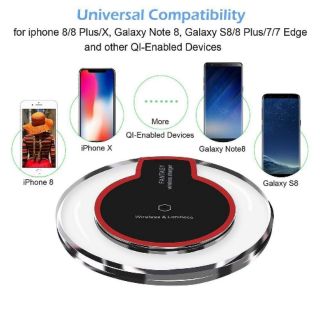 ที่ชาร์จไร้สาย Portable Ultra Slim Qi Receiver Adapter Wireless Charger Pad  For iPhone SAMSUNG