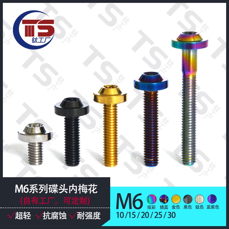 Ts สกรูไทเทเนียมอัลลอย M6 M6X10 15 20 25 30 35 45 45 มม. (หัว 16 มม.) น้ําหนักเบา ป้องกันการกัดกร่อน