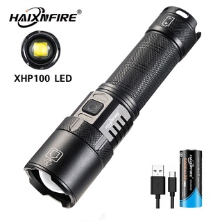 Haixnfire H26 ไฟฉาย XHP100 LED แบบชาร์จไฟ ซูมได้ ขนาดใหญ่ สําหรับตั้งแคมป์