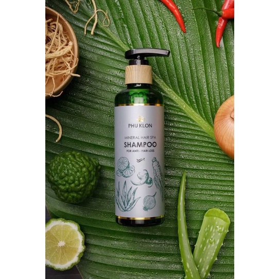 แชมพู ผสม โสม มะกรูด ว่านหางจระเข้ แก้ผมร่วง ผมบาง ศรีษะล้าน ภูโคลน PhuKLON MINERAL ANTI‐ HAIR LOSS SHAMPOO แชมพูภูโคลน