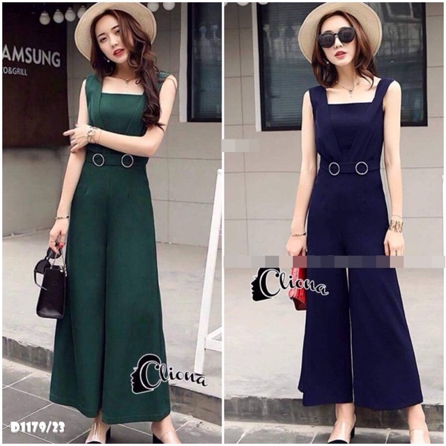 ทรงขาบาน เข็มขัดในตัว จั้มสูทขาายาว ใส่สบายๆ งานผ้าซาร่า