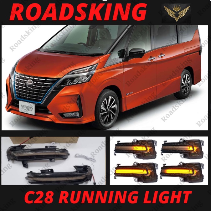 [ เครื่องมือฟรี ] NISSAN SERENA C28 FACELIFT 2019-2022 SIDE MIRROR RUNNING SIGNAL LED DAY LIGHT
