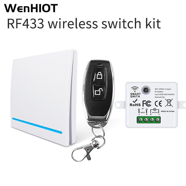 สวิตช์รีโมทคอนโทรลไร้สายสวิตช์ควบคุมระยะไกลสวิตช์โคมไฟดัดแปลงสวิตช์ติดผนังแบบไม่ใช้สายไฟ