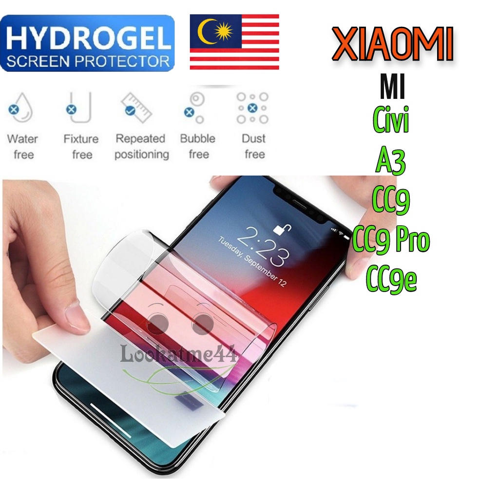 ไฮโดรเจล - ฟิล์มกันรอยหน้าจอ Xiaomi Civi/ A3/ CC9/ CC9 Pro/ CC9e (ด้านหน้า)