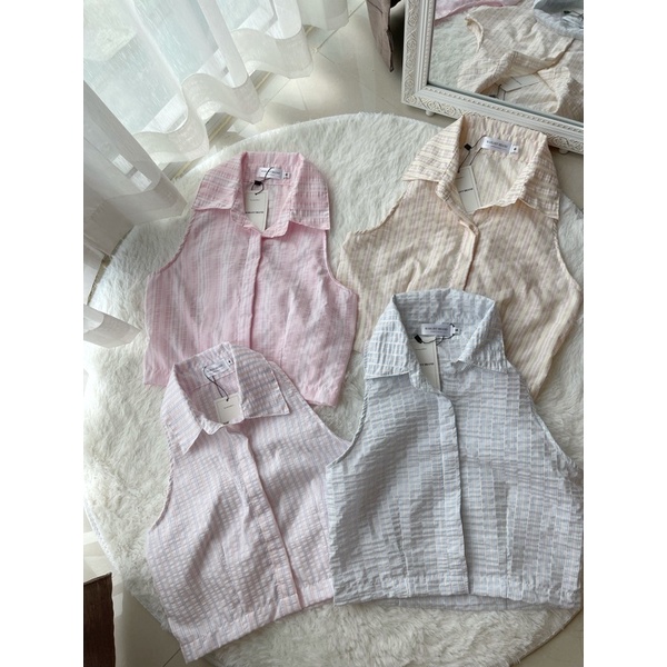 She top เชิ๊ตแขนกุดผ้ามี Textureยับพร้อมลายผ้าในตัว มี2ไซส์งับ