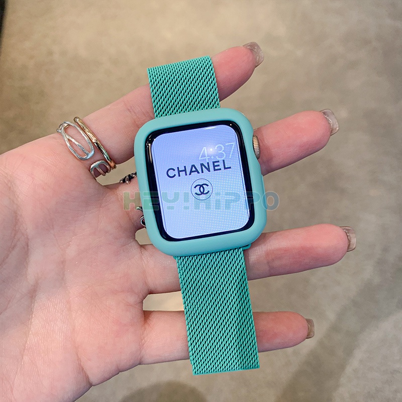 สายนาฬิกาข้อมือสแตนเลสสําหรับ Watch Band 44 มม. 40 มม. 38 มม. 42 มม. + เคสอุปกรณ์เสริม watch Series 7 6 5 4 3 Se 45 41