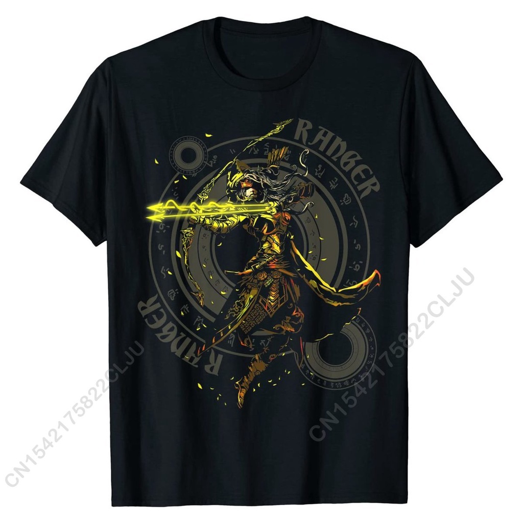 Elven Ranger Archer น่าเล่นตามบทบาทที่ยอดเยี่ยมคอสเพลย์ RPG Gamers เสื้อยืดลําลองเสื้อยืดผ้าฝ้ายเสื้