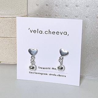 vela.cheeva : *silver925 / heart drop earring ต่างหูเงินแท้ ห้อยหมุดเงินแท้