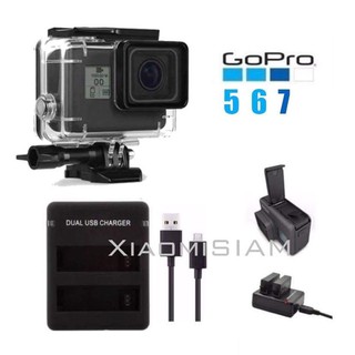 gopro 5 6 7 แบตเตอรี่ แท่นชาร์จ เคสกันน้ำ ทัชสกรีน Touch screen