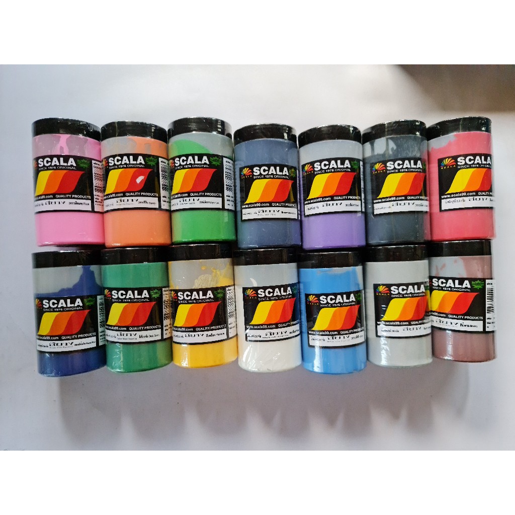 Scala สีสกรีนเสื้อ สียาง ขนาด 0.2kg ( Cloth Painting , Screening 's Colour ) (1 ขวด)
