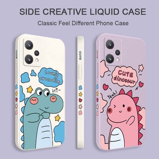 เคสโทรศัพท์มือถือ ซิลิโคน ลายไดโนเสาร์น่ารัก มีลายด้านข้าง สําหรับ Realme 9 9i Pro Plus 4G 5G