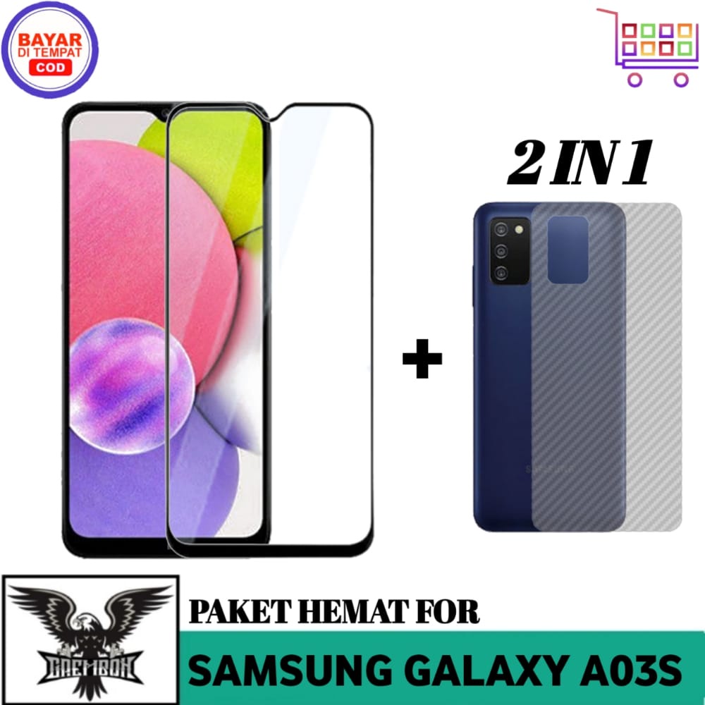 ฟิล์มกระจกนิรภัย SAMSUNG GALAXY A03S / M03S ฟรี GARSKIN CARBON PREMIUM GLASS