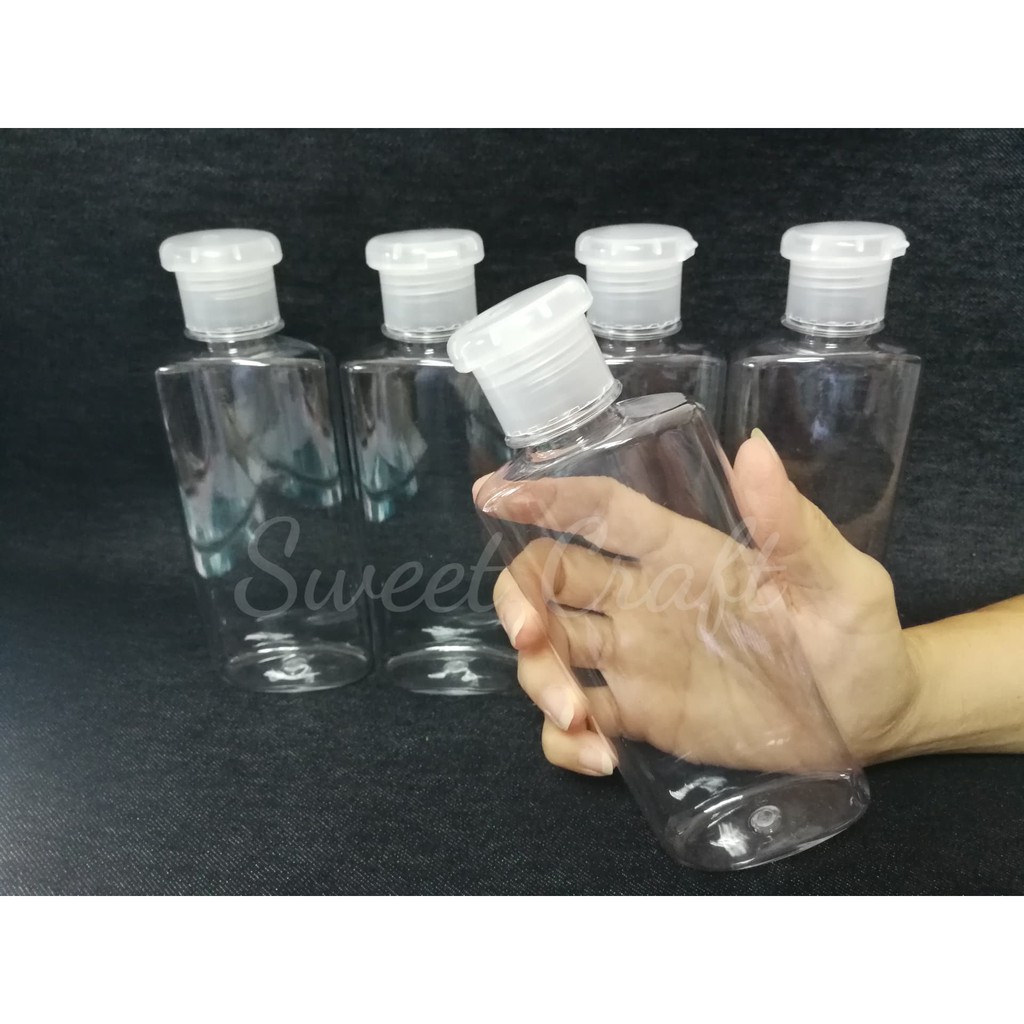 ขวดพลาสติกแบนใส มาพร้อมฝาป๊อกแป๊ก ความจุ 360 ml. สำหรับบรรจุแชมพู สบู่เหลว