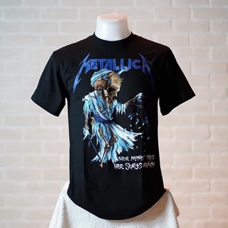 ผ้าฝ้าย 100%เสื้อวง Metallica DORIS BLACKS-3XL