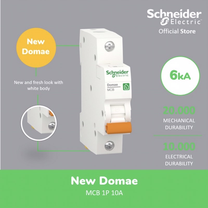 MCB Schneider 10A ใหม่ Domae MCB Sneeder 10A MCB Schneider 10 แอมป์