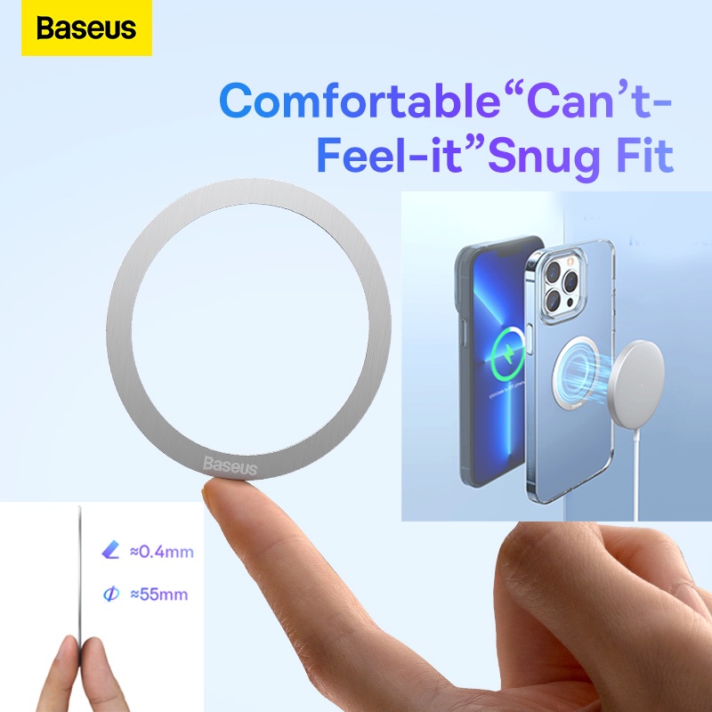 Baseus แผ่นสติกเกอร์แม่เหล็ก ไร้สาย 13 วงแหวนแม่เหล็ก อุปกรณ์เสริม สําหรับ Apple Iphone 12 11pro Iphone X