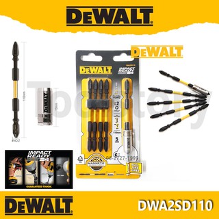 DeWALT DWA2SD110  ชุดดอกไขควงแฉก P2 Impact 5 ชิ้น พร้อมหัวแม่เหล็ก