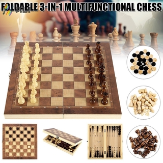 Portable Wooden Magnetic Chess with Folding Board Chess Game International Chess Game for Party Family Activities