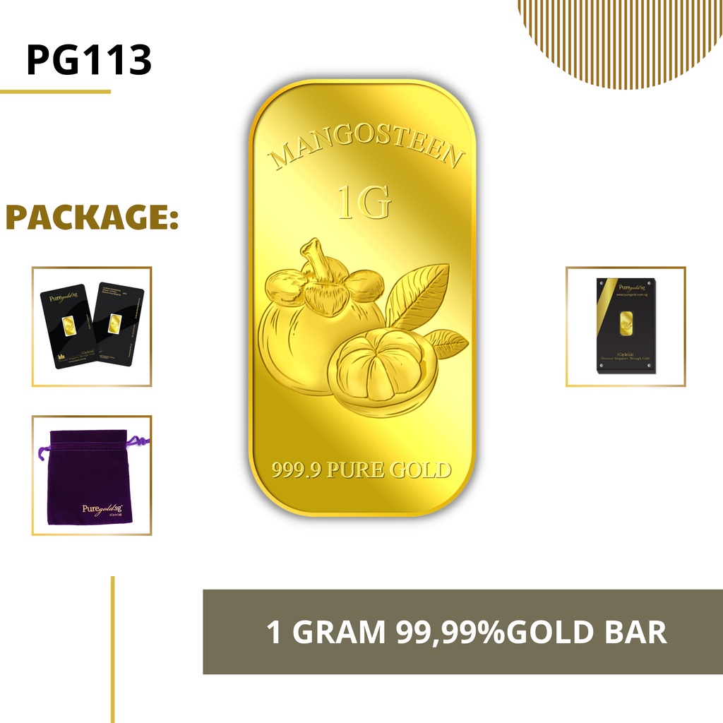 Puregold 99.99 ทองคำแท่ง 1g ลาย มังคุด ทองคำแท้จากสิงคโปร์