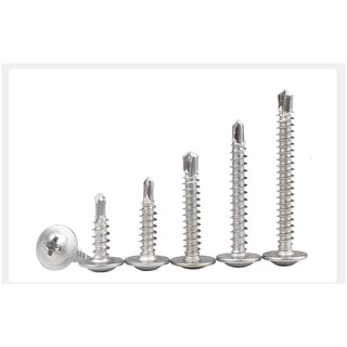 น็อต สกรู หัวกลมแบน แฉก สแตนเลส 410 ปลายสว่าน #8 #10 / Wafer Head Phillip Self Drilling Screw SUS410