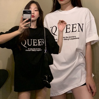 🔥พร้อมส่งไทย ราคาถูก🔥เสื้อยืดคอกลม แขนสั้น สกรีนลาย QUEFN 2 สี