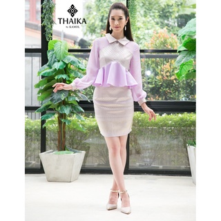 Thaika ชุดเซ็ทเสื้อ-กระโปรง ‘เสลา’ รุ่น Limited Edition ชุดผ้าไทยสีม่วงอ่อน ตะเบงมานประยุกต์ ชุดไทย ชุดทำงาน ชุดออกงาน