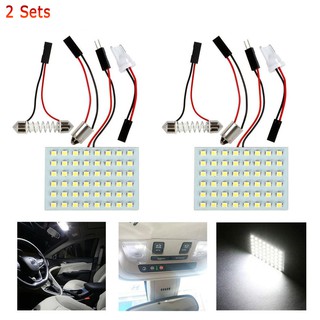 2 ชิ้น Festoon T10 BA9S 48-SMD LED แผงไฟภายในโดมแผนที่อ่านหนังสือหลอดไฟโคมไฟสว่างมาก