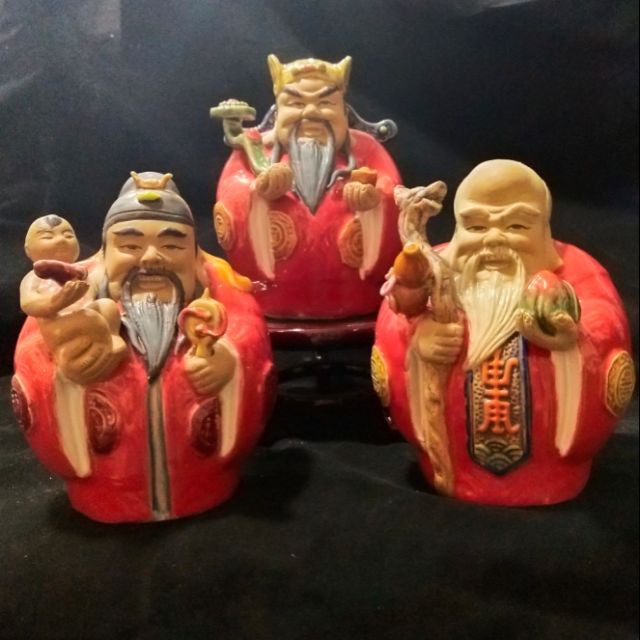 ฮกลกซิ่ว เทพ3องค์งานเซรามิกดินขาว ตุ๊กตาฮกลกซิ่ว เทพเจ้าแห่งโชคลาภขนาด 6 นิ้ว 福禄寿 陶瓷