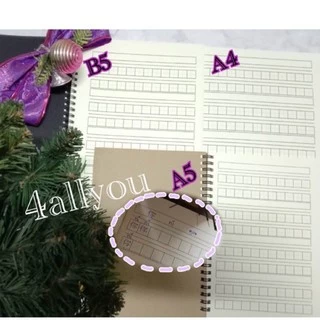 (มี3แบบ) สมุดคัดจีน , สมุดคัดภาษาจีน A4 ,ฺ B5 , A5 (100หน้า)(สันปฏิทิน)