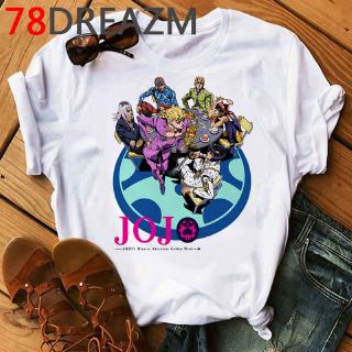 【🔥🔥】แขนสั้น เสื้อยืด jojo bizarre adventure Short Sleeve T Shirt women T-Shirt Crossfit Tops Funny tshirt Fitness Comp