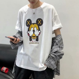 [S-5XL] ดิสนีย์ &amp;#39; s เสื้อยืดคอกลม แขนสั้น ลายการ์ตูนมิกกี้เมาส์น่ารัก แบบสวมหัว ทรงหลวม เทรนด์ใหม่ สําหรับผู้ชาย 622